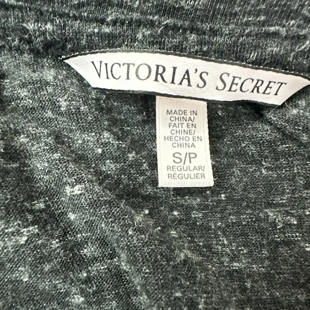 Victoria Secret Top Shirt Womens Small‎ Grey Henley Scoop Neck Soft Flax